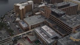 5.7K aerial stock footage orbit part of the hospital complex in Tampa, Florida Aerial Stock Footage | DX0003_229_022