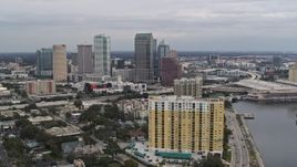 5.7K aerial stock footage of the skyline in Downtown Tampa, Florida Aerial Stock Footage | DX0003_229_045