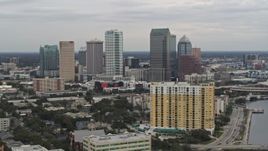 5.7K aerial stock footage of the skyline from condo complex, Downtown Tampa, Florida Aerial Stock Footage | DX0003_230_005