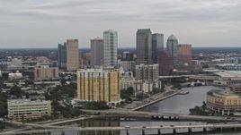 5.7K aerial stock footage of the skyline from bridges and channel, Downtown Tampa, Florida Aerial Stock Footage | DX0003_230_006