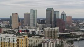 5.7K aerial stock footage of slowly passing the downtown skyline, Downtown Tampa, Florida Aerial Stock Footage | DX0003_230_011