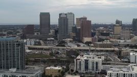 5.7K aerial stock footage of passing by skyscrapers in the downtown skyline, Downtown Tampa, Florida Aerial Stock Footage | DX0003_230_025