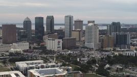 5.7K aerial stock footage slowly flying by the downtown skyline, Downtown Tampa, Florida Aerial Stock Footage | DX0003_230_037