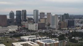 5.7K aerial stock footage slowly flying by the city's skyline, Downtown Tampa, Florida Aerial Stock Footage | DX0003_230_038