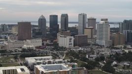 5.7K aerial stock footage slowly passing by the city's skyline, Downtown Tampa, Florida Aerial Stock Footage | DX0003_230_039