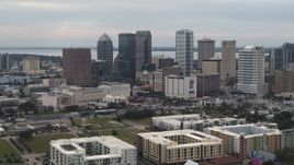 5.7K aerial stock footage of a view of skyscrapers in the city's skyline, Downtown Tampa, Florida Aerial Stock Footage | DX0003_230_040
