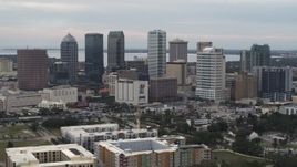 5.7K aerial stock footage of a view of tall skyscrapers in the city's skyline, Downtown Tampa, Florida Aerial Stock Footage | DX0003_230_041