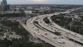 5.7K aerial stock footage a stationary view of freeway traffic in Tampa, Florida Aerial Stock Footage | DX0003_231_002