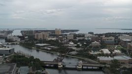 5.7K aerial stock footage approaching the University of Tampa campus from the river, Florida Aerial Stock Footage | DX0003_231_025
