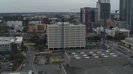 5.7K aerial stock footage of orbiting the Times Building in Downtown Tampa, Florida Aerial Stock Footage | DX0003_231_031