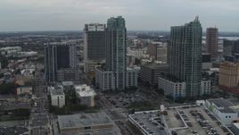 5.7K aerial stock footage a pair of high-rise buildings in Downtown Tampa, Florida Aerial Stock Footage | DX0003_231_035