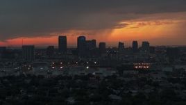 5.7K aerial stock footage slowly flying away from the Downtown Tampa skyline at twilight, Florida Aerial Stock Footage | DX0003_232_003