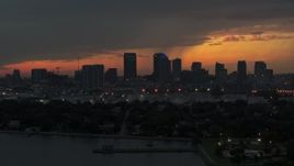 5.7K aerial stock footage fly past the Downtown Tampa skyline at twilight, Florida Aerial Stock Footage | DX0003_232_007