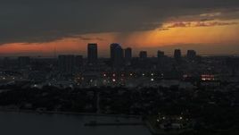 5.7K aerial stock footage of slowly approaching the Downtown Tampa skyline at twilight, Florida Aerial Stock Footage | DX0003_232_010