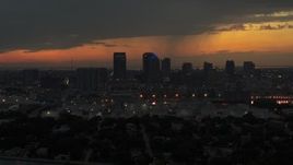 5.7K aerial stock footage a stationary view of the Downtown Tampa skyline at twilight, Florida Aerial Stock Footage | DX0003_232_013
