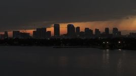 5.7K aerial stock footage stationary view of skyscrapers in the Downtown Tampa skyline at twilight, Florida Aerial Stock Footage | DX0003_232_022