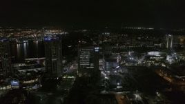 5.7K aerial stock footage of slowly orbiting college at nighttime in Downtown Tampa, Florida Aerial Stock Footage | DX0003_232_036