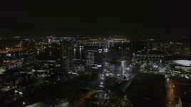 5.7K aerial stock footage of orbiting medical college at nighttime in Downtown Tampa, Florida Aerial Stock Footage | DX0003_232_037