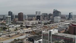 5.7K aerial stock footage approach and flyby the city's skyline, Downtown Orlando, Florida Aerial Stock Footage | DX0003_233_030