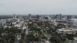 5.7K aerial stock footage a stationary view of the city's skyline, Downtown Orlando, Florida Aerial Stock Footage | DX0003_233_050