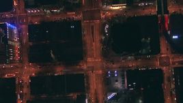 HD stock footage aerial video of cars on city streets at night in Downtown Chicago, Illinois Aerial Stock Footage | ED0001_000057