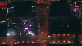 HD stock footage aerial video of light traffic on city streets at night in Downtown Chicago, Illinois Aerial Stock Footage | ED0001_000058