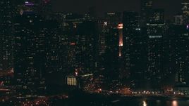 HD stock footage aerial video of city skyscrapers and high-rises at night, Downtown Chicago, Illinois Aerial Stock Footage | ED01_103