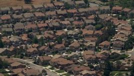 4K aerial stock footage of tract homes in a suburban neighborhood, Rancho Cucamonga, California Aerial Stock Footage | FG0001_000140
