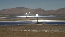4K aerial stock footage of power towers and mirrors of the Ivanpah Solar Electric Generating System in California Aerial Stock Footage | FG0001_000178