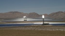 4K aerial stock footage flyby the towers and mirrors of the Ivanpah Solar Electric Generating System in California Aerial Stock Footage | FG0001_000182