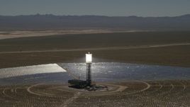 4K aerial stock footage of circling one of the arrays at the Ivanpah Solar Electric Generating System in California Aerial Stock Footage | FG0001_000189