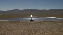 4K aerial stock footage of circling around one of the arrays at the Ivanpah Solar Electric Generating System in California Aerial Stock Footage | FG0001_000191