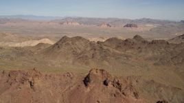 4K aerial stock footage of a view of rugged, barren mountains in the Nevada Desert Aerial Stock Footage | FG0001_000284