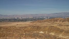 4K aerial stock footage of Las Vegas, Nevada seen from barren desert mountains outside the city Aerial Stock Footage | FG0001_000304
