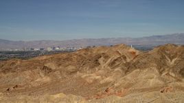 4K aerial stock footage approach desert mountains with the city of Las Vegas, Nevada in the background Aerial Stock Footage | FG0001_000305