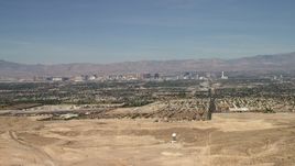 4K aerial stock footage fly over a desert mountain to reveal the city of Las Vegas, Nevada Aerial Stock Footage | FG0001_000306