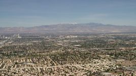 4K aerial stock footage fly over suburban neighborhoods to approach the downtown area of Las Vegas, Nevada Aerial Stock Footage | FG0001_000309