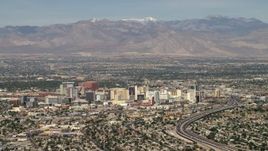4K aerial stock footage of Downtown Las Vegas hotels and casinos, Nevada Aerial Stock Footage | FG0001_000313