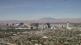 4K aerial stock footage tilt to reveal hotels and casinos on the Las Vegas Strip, Nevada Aerial Stock Footage | FG0001_000315