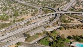 HD stock footage aerial video of the I-5 and reveal 118 interchange, San Fernando Valley, California Aerial Stock Footage | HDA07_02