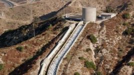 HD stock footage aerial video of the top of the Los Angeles Aqueduct, San Fernando Valley, California Aerial Stock Footage | HDA07_10