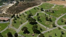 HD stock footage aerial video of Eternal Valley Memorial Park, Newhall, California Aerial Stock Footage | HDA07_27