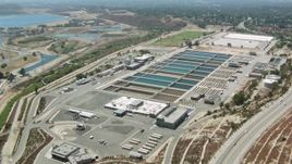 HD aerial stock footage video of a water treatment plant in Granada Hills, California Aerial Stock Footage | HDA07_33