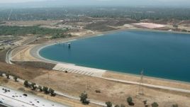 HD stock footage aerial video of a view of the LA Reservoir in Granada Hills, California Aerial Stock Footage | HDA07_38