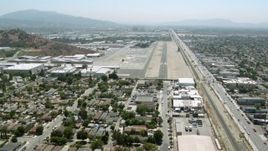 HD stock footage aerial video of approaching Whiteman Airport, Pacoima, California Aerial Stock Footage | HDA07_43