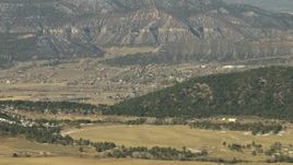 HD stock footage aerial video of approaching a small mountain town in Ridgway, Colorado Aerial Stock Footage | HDA13_344