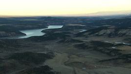 HD stock footage aerial video of the Ridgway Reservoir at sunrise, Colorado Aerial Stock Footage | HDA13_399