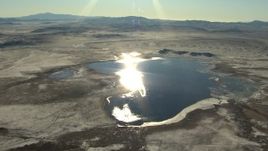 HD stock footage aerial video of flying by a reservoir and open countryside in Park County, Colorado Aerial Stock Footage | HDA13_461