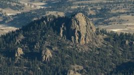 HD stock footage aerial video of flying by the stony summit of a peak in the Rocky Mountains, Colorado Aerial Stock Footage | HDA13_469