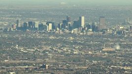 HD stock footage aerial video of the Downtown Denver skyline in Colorado Aerial Stock Footage | HDA13_483_02